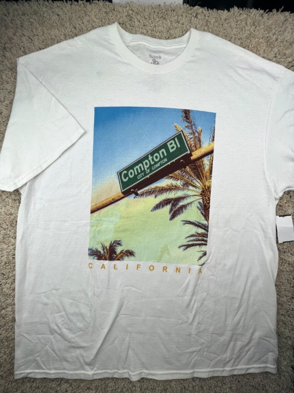 Compton California T Shirt Short Sleeve White Men’s NWT 2XL Cotton Tee Adult